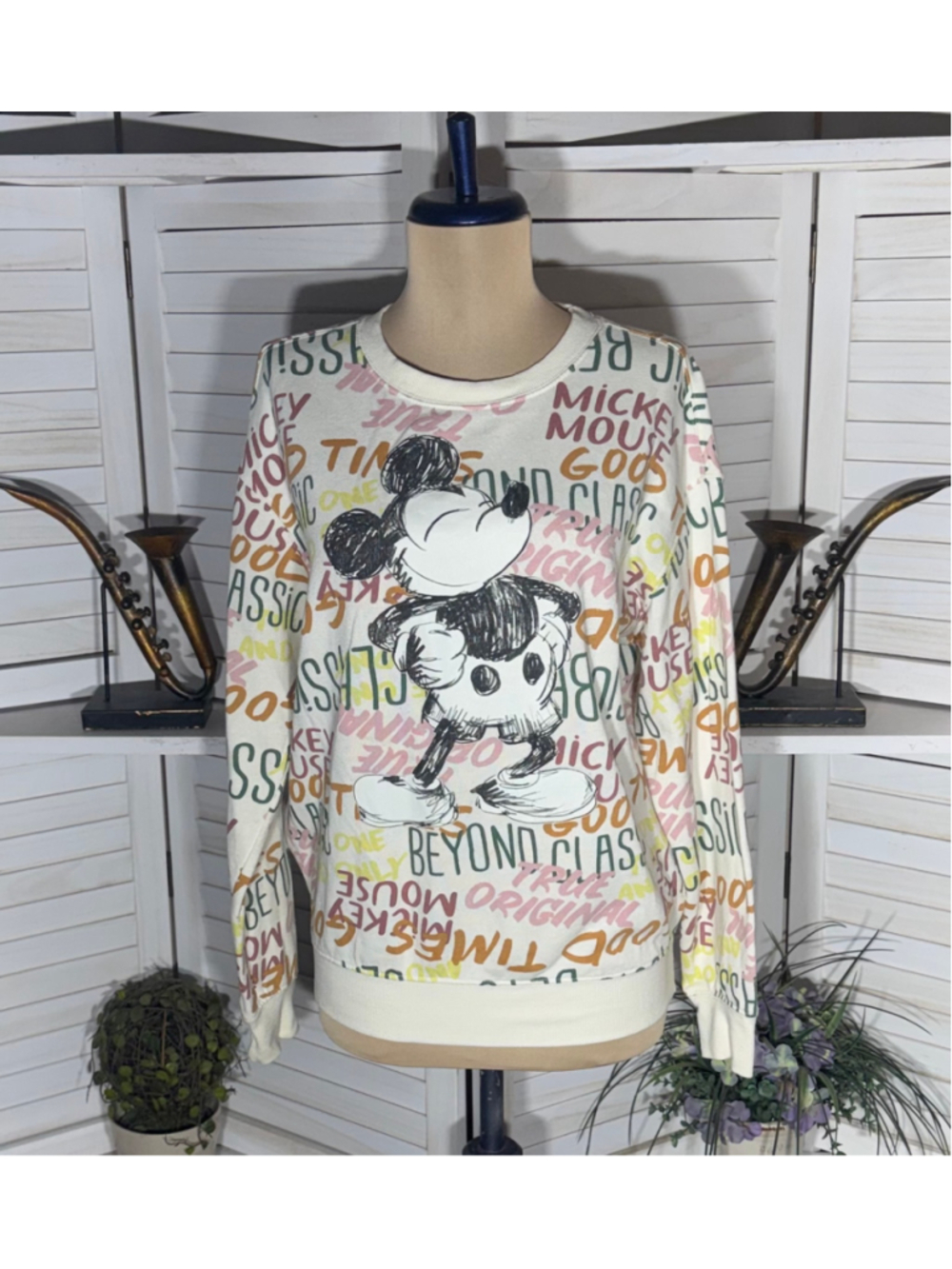 Disney vintage Mickey Mouse sweatshirt graffiti grunge Y2K 90s revival punk sz S